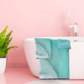 Wave Ocean Aqua Beach Blue Moderne Szene Badhandtuch Set