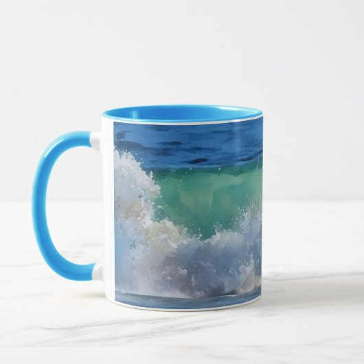 Wave Ocean Splash Beach Art Tasse (Links)