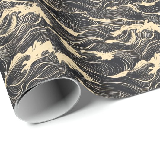 Wave Pattern Küstenstil Geschenkpapier (Rolleneckpunkt)