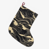 Wave Pattern Küstenstil Großer Weihnachtsstrumpf (Vorderansicht (hängend))