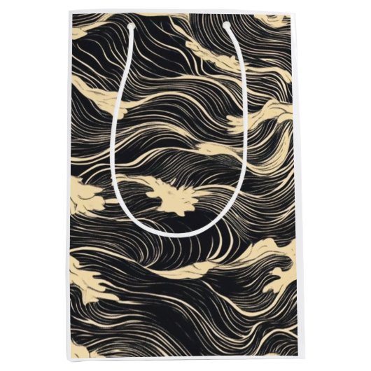 Wave Pattern Küstenstil Mittlere Geschenktüte (Vorderseite)
