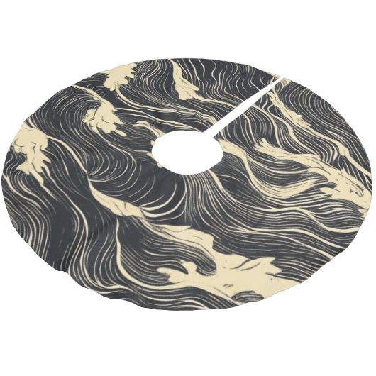 Wave Pattern Küstenstil Polyester Weihnachtsbaumdecke (Schrägansicht)