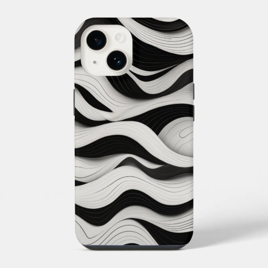 Wave Pattern Line Art iPhone Hülle (Rückseite)