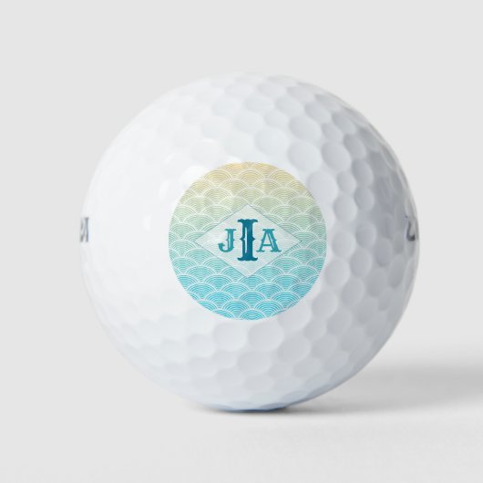 Wave Pattern Mermaid Monogram Golfball (Vorderseite)