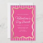 Wave Pink Hot Pink Stripe Valentinstag Brunch Einladung (Vorderseite)