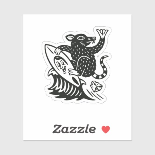 Wave Rat Shaka Funny Sticker (Blatt)