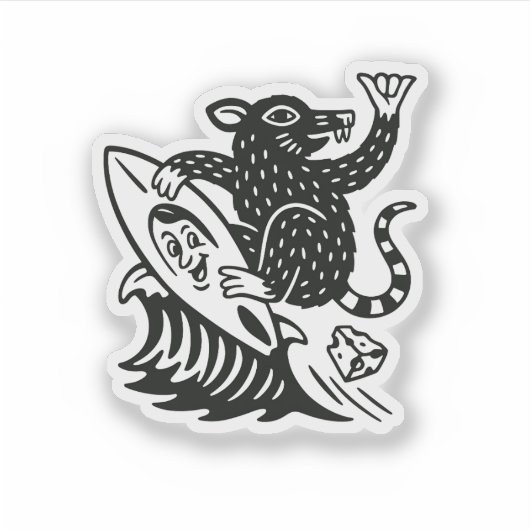 Wave Rat Shaka Funny Sticker (Vorderseite)