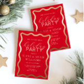 Wave Red Holiday Party Folieneinladung