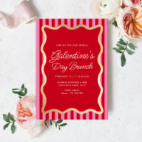 Wave Red Pink Stripe Galentine's Day Brunch