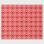 Wave Red Valentine's Day Liebe Herz Geschenkpapier (Flach)
