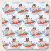 Wave reitet Hund auf Surfboard Schal Band mit Happ Getränkeuntersetzer (Vorderseite)