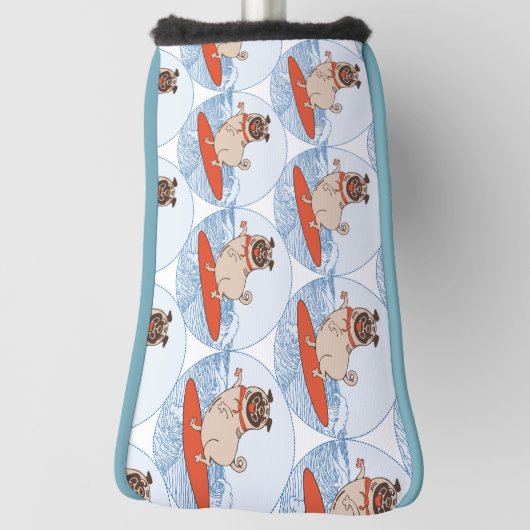 Wave reitet Hund auf Surfboard Schal Band mit Happ Golf Headcover (Rotieren 90)