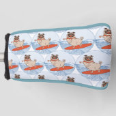 Wave reitet Hund auf Surfboard Schal Band mit Happ Golf Headcover (Vorderseite)