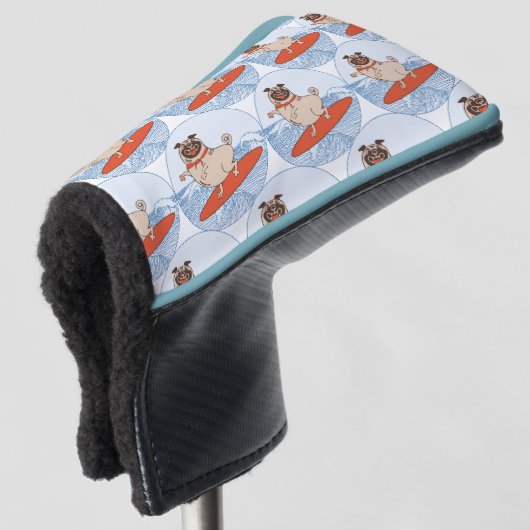 Wave reitet Hund auf Surfboard Schal Band mit Happ Golf Headcover (3/4 Vorderseite)