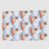 Wave reitet Hund auf Surfboard Schal Band mit Happ Golfhandtuch (Horizontal)