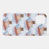 Wave reitet Hund auf Surfboard Schal Band mit Happ iPhone Hülle (Rückseite (Horizontal))