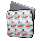 Wave reitet Hund auf Surfboard Schal Band mit Happ Laptopschutzhülle (Vorderseite Links)