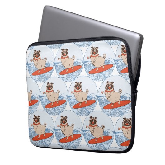 Wave reitet Hund auf Surfboard Schal Band mit Happ Laptopschutzhülle (Vorderseite Links)