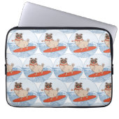 Wave reitet Hund auf Surfboard Schal Band mit Happ Laptopschutzhülle (Vorderseite)