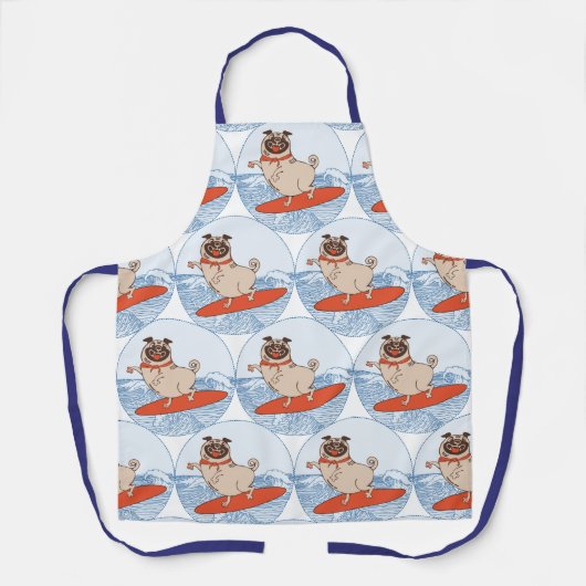 Wave reitet Hund auf Surfboard Schal Band mit Happ Schürze (Vorderseite)