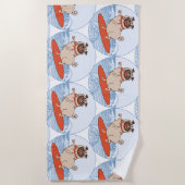 Wave reitet Hund auf Surfboard Schal Band mit Happ Strandtuch (Vorderseite)