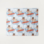 Wave reitet Hund auf Surfboard Schal Band mit Happ Wandteppich (Vorderseite (Horizontal))