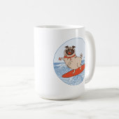 Wave reitet Hund auf Surfbrett Kaffee mu Mops Kaffeetasse (VorderseiteRechts)