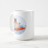Wave reitet Hund auf Surfbrett Kaffee mu Mops Kaffeetasse (Vorderseite Links)