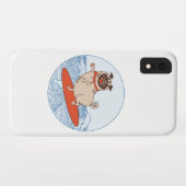 Wave reitet Hund auf Surfbrett mit Happy Mops Case-Mate iPhone Hülle (Rückseite (Horizontal))