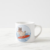Wave reitet Hund auf Surfbrett mit Happy Mops Espressotasse (Rechts)