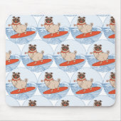 Wave reitet Hund auf Surfbrett mit Happy Mops Mousepad (Vorne)