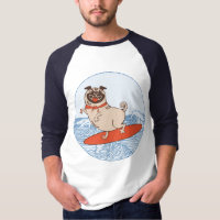 Wave reitet Hund auf Surfbrett T - Shirt mit Happy