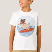 Wave reitet Hund auf Surfbrett T - Shirt mit Happy (Vorderseite)
