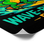 Wave-Rider Rex Lustiger Surfer Dinosaurier T-Rex S Poster (Ecke)