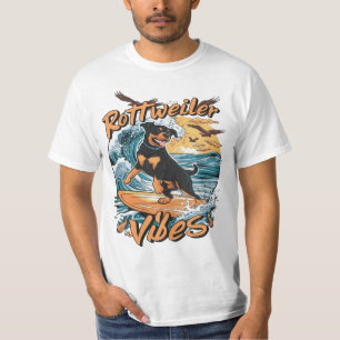 Wave Rider Rottweiler Hunde-Surfabenteuer T-Shirt
