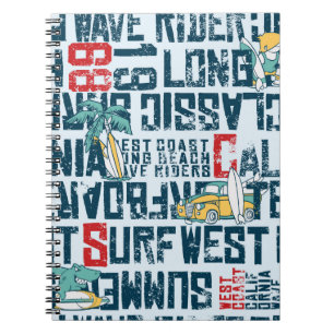 Wave rider West Coast California Surfteam Grun Notizblock