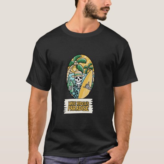 Wave Rider's Paradise Skeleton Surfer T - Shirt (Vorderseite)
