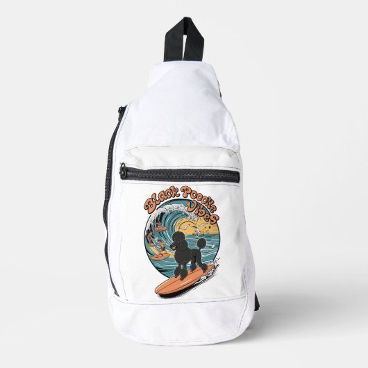 Wave-Riding Black Poodle Surfing Adventure Crossbody Bag (Vorderseite)