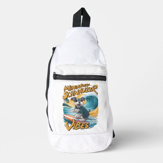 Wave-Riding Miniatur Schnauzer Surferlebnis Crossbody Bag (Vorderseite)