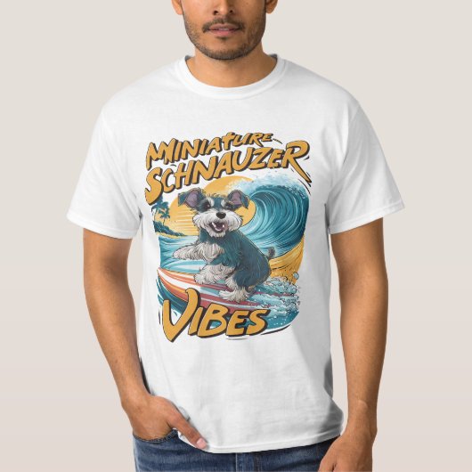Wave-Riding Miniatur Schnauzer Surferlebnis T-Shirt (Vorderseite)