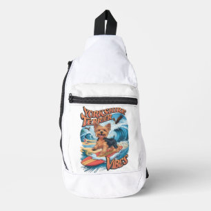 Wave-Riding Yorkshire Terrier Pup Crossbody Bag