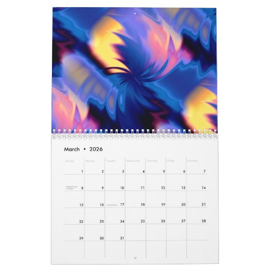 Wave Running Coole Abstrakte Kunst Kalender (Mär 2026)