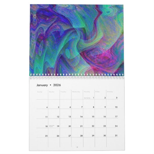 Wave Running Coole Abstrakte Kunst Kalender (Jan 2026)