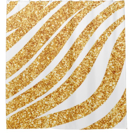 Wave Sea Gold Glitzer Boho Popular Collection Duschvorhang (Vorderseite)