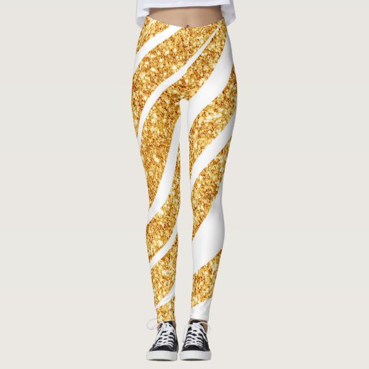 Wave Sea Gold Glitzer Boho Popular Collection Leggings (Vorderseite)