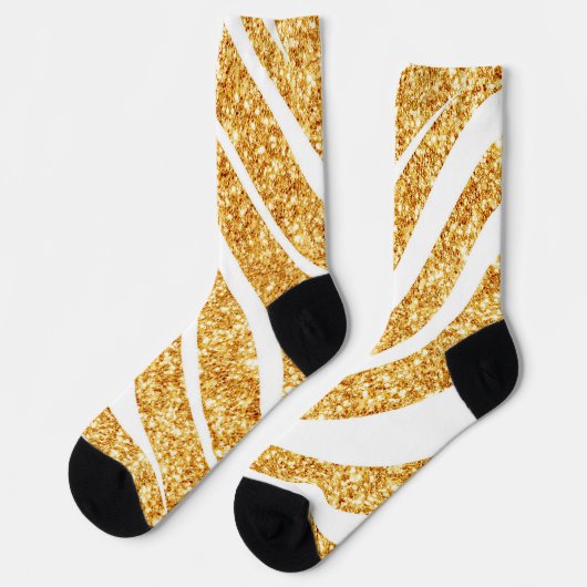 Wave Sea Gold Glitzer Boho Popular Collection Socken (Linkes Detail)