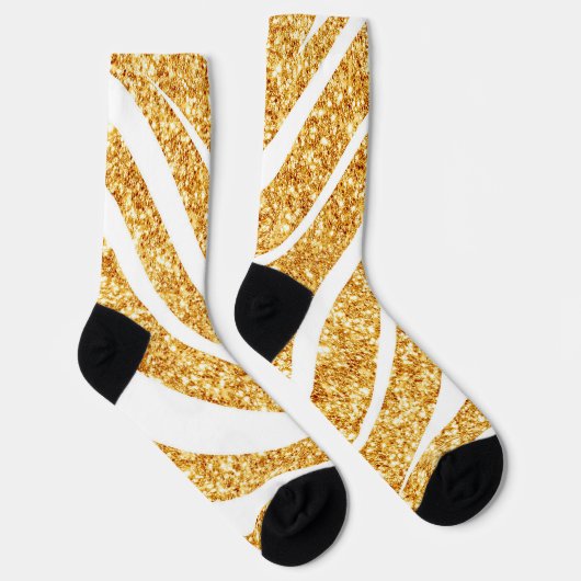 Wave Sea Gold Glitzer Boho Popular Collection Socken (Rechts)
