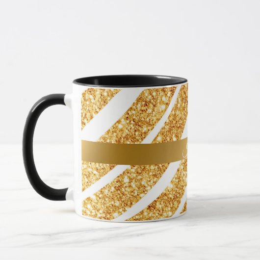 Wave Sea Gold Glitzer Boho Popular Collection Tasse (Links)