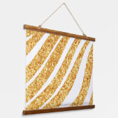 Wave Sea Gold Glitzer Boho Popular Collection Wandteppich Mit Holzrahmen (Gewinkelt)