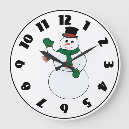 Wave Snowman Clock Große Wanduhr (Vorderseite)